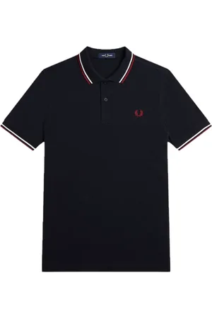 Fred Perry Homme, Tops, Bleu, Taille: XL Polo à Double Liseré