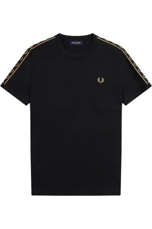 Fred Perry Homme, Tops, Noir, Taille: S T-Shirt Tape Ringer