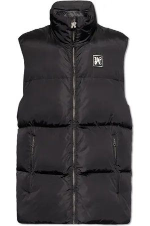 Palm Angels Homme, Vestes, Noir, Taille: S Doudoune sans Manches avec Logo