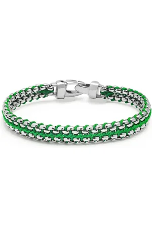 Nialaya Homme, Accessoires, Gris, Taille: L Bracelet Chaîne Box Tissée Verte 8mm