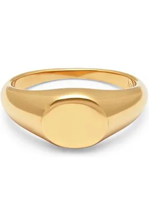 Nialaya Homme, Accessoires, Jaune, Taille: 54 MM Bague chevalière mini dorée