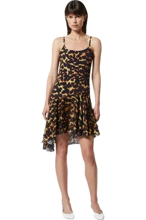 Silvian Heach Femme, Robes, Multicolore, Taille: 40 FR Robe courte léopard avec longueur asymétrique
