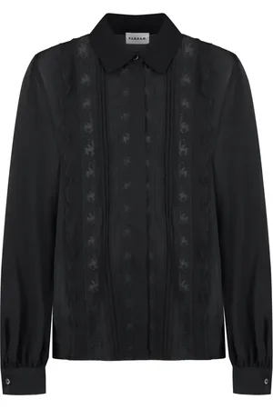 P.A.R.O.S.H. Femme, Blouses et Chemises, Noir, Taille: 42 FR Chemise à Volants en Dentelle