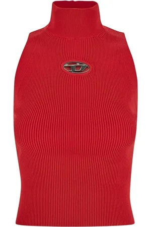 Diesel Femme, Tops, Rouge, Taille: 40 FR Haut à col roulé côtelé