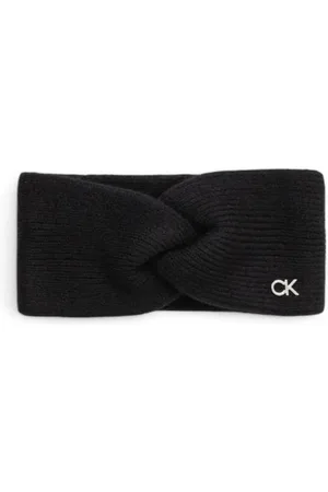 Calvin Klein Femme, Accessoires, Noir, Taille: ONE Size Bandeau en Laine-Cachemire à en Côtes Épaisses