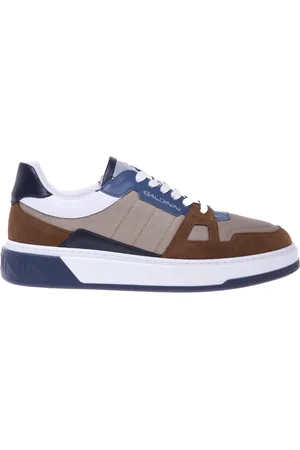 BALDININI Homme, Chaussures, Multicolore, Taille: 43 EU Cognac suede and beige mesh trainer