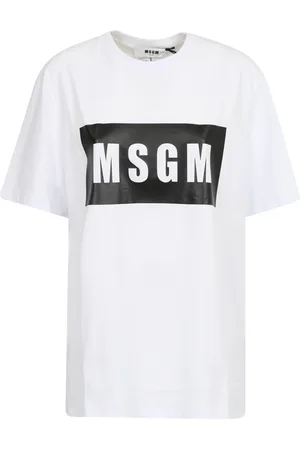 Msgm Homme, Tops, Blanc, Taille: XL T-Shirt Manches Courtes Box Logo
