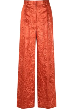 Msgm Femme, Pantalons, , Taille: 38 FR Pantalon Palazzo Satiné Froissé