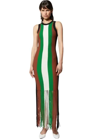 Silvian Heach Femme, Pulls, Multicolore, Taille: 40 FR Robe longue à rayures multicolores avec franges