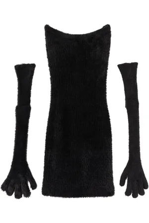 OFF-WHITE Femme, Robes, Noir, Taille: 36 FR Mini-robe à gants duveteux