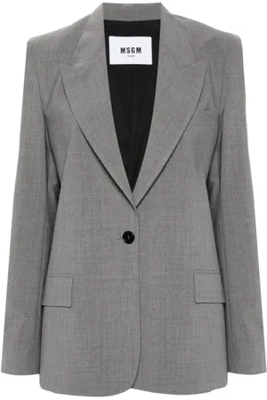 Msgm Femme, Vestes, Gris, Taille: 38 FR Blazer simple boutonnage avec logo