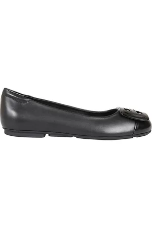 Hogan Femme, Chaussures, Noir, Taille: 36 EU Ballerines en Cuir Noir avec Inserts Vernis