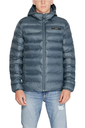 Calvin Klein Homme, Vestes, Bleu, Taille: L Veste à Capuche Bleue à Fermeture Éclair