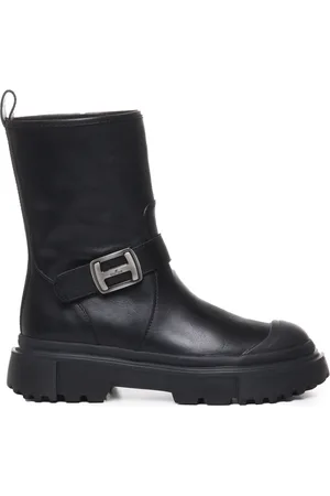 Hogan Femme, Chaussures, Noir, Taille: 40 EU Baskets en cuir noir avec H en métal personnalisé