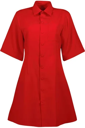Ami Femme, Robes, Rouge, Taille: 38 FR Robe chemise en laine rouge Printemps-Été 2025