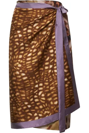 DRIES VAN NOTEN Femme, Maillots de bain, Brun, Taille: ONE Size Robe Portefeuille en Soie à Motif Floral