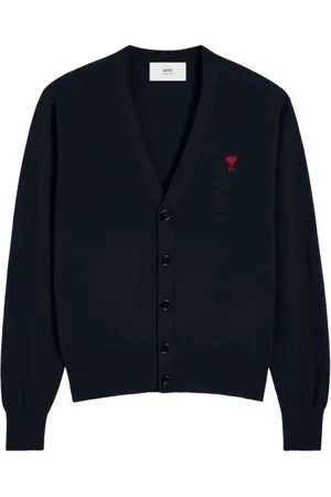Ami Homme, Pulls, Bleu, Taille: M Cardigan Merinos Rouge