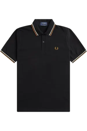 Fred Perry Homme, Tops, Noir, Taille: S Polo Original à Double Liseré