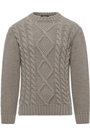 Bomboogie Homme, Pulls, , Taille: L Pull en laine à col rond et torsades