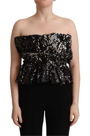 ANIYE BY Femme, Tops, Noir, Taille: 40 FR Haut sans bretelles à sequins noirs