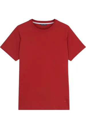 Brooks Brothers Homme, Tops, Rouge, Taille: S T-shirt rouge en coton à col rond