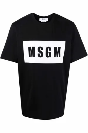 Msgm Homme, Tops, Noir, Taille: S T-shirt en coton à logo imprimé