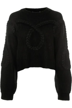 Munthe Femme, Pulls, Noir, Taille: 36 FR Pull en maille avec détail de câble frontal