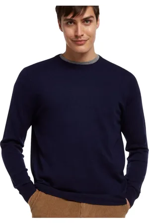 Brooks Brothers Homme, Pulls, Bleu, Taille: M Pull Ras du Cou en Laine d`Agneau