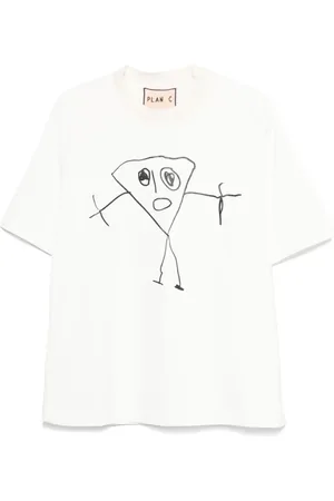 Plan C Homme, Tops, Blanc, Taille: L T-shirt Imprimé Moderne