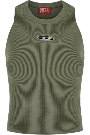 Diesel Femme, Tops, Vert, Taille: 40 FR Haut à Col Roulé Côtelé