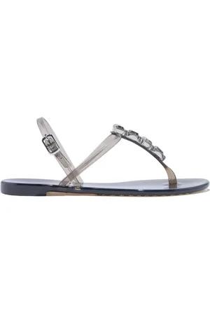Casadei Femme, Chaussures, Noir, Taille: 37 EU Sandales Plates Ornées de Cristaux Swarovski