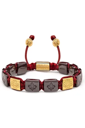 Nialaya Homme, Accessoires, Jaune, Taille: XL Bracelet à perles plates en céramique