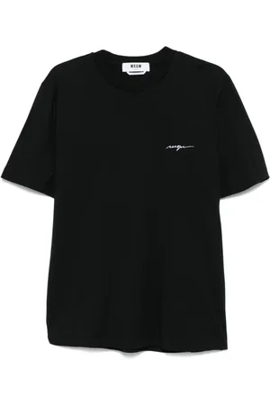 Msgm Homme, Tops, Noir, Taille: XL T-shirt Noir Col Rond