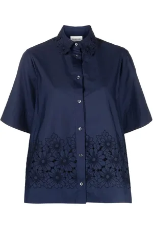 P.A.R.O.S.H. Femme, Blouses et Chemises, Bleu, Taille: 36 FR Chemise à Manches Courtes