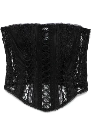 CHARO RUIZ IBIZA Femme, Tops, Noir, Taille: 38 FR Corset Grip à Volants Fermeture Éclair Latérale