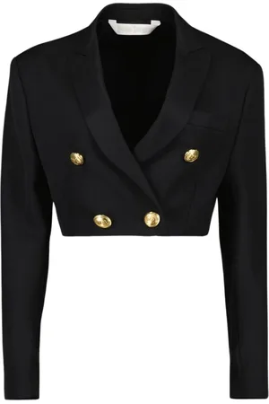 Palm Angels Femme, Vestes, Noir, Taille: 36 FR Blazer Court à Col Classique