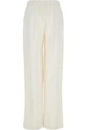 P.A.R.O.S.H. Femme, Pantalons, Blanc, Taille: 36 FR Pantalon Large Blanc en Tissu Technique