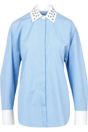 Msgm Femme, Blouses et Chemises, Bleu, Taille: 38 FR Chemise en coton rayé