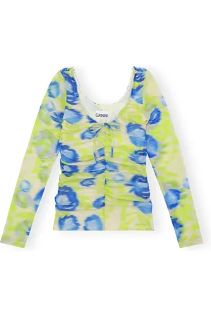 Ganni Femme, Blouses et Chemises, Vert, Taille: 38 FR Top froncé en maille