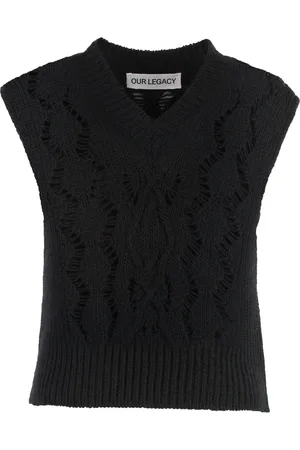 OUR LEGACY Femme, Pulls, Noir, Taille: 36 FR Michigan Wool Vest Ribbed Knit