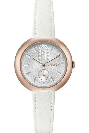Furla Femme, Accessoires, Blanc, Taille: ONE Size Montre en cuir rose