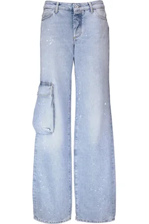 OFF-WHITE Femme, Jeans, Bleu, Taille: W26 Jean Classique 5 Poches en Denim
