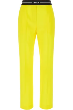 Msgm Femme, Pantalons, Jaune, Taille: 42 FR Pantalon fuselé à logo à la taille
