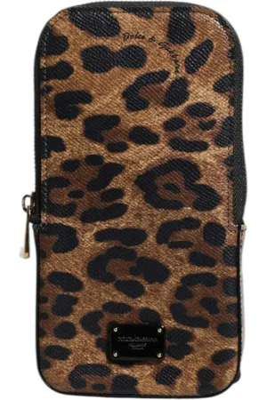 Dolce & Gabbana Femme, Accessoires, Brun, Taille: ONE Size Portefeuille à Imprimé Léopard avec Chaîne Dorée
