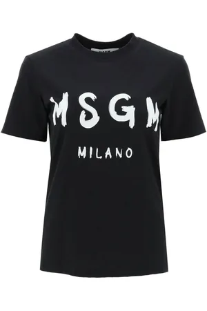Msgm Femme, Tops, Noir, Taille: 36 FR T-Shirt Logo Brossé
