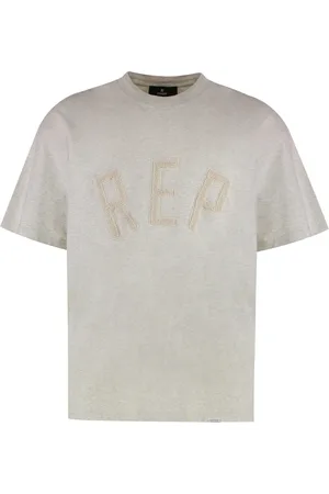 Represent Homme, Tops, Gris, Taille: M T-shirt en Coton à Col Rond Côtelé