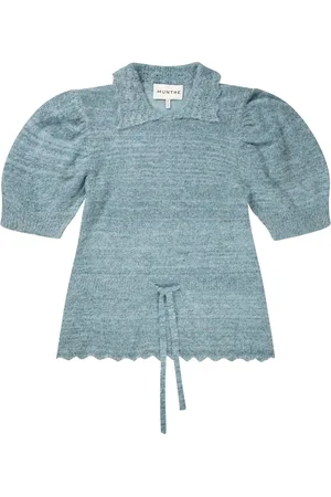 Munthe Femme, Pulls, Bleu, Taille: 44 FR Tricot Élégant à Manches Bouffantes
