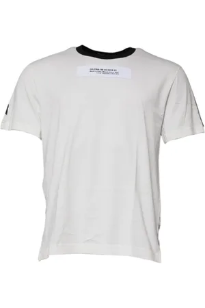 Dolce & Gabbana Homme, Tops, Blanc, Taille: L T-shirt en coton à col rond camouflage
