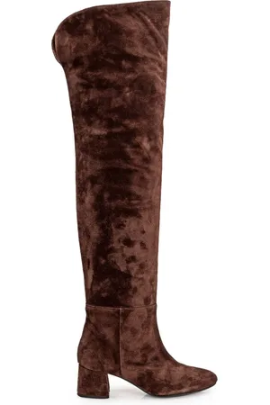 ANNA F. Femme, Chaussures, Brun, Taille: 36 EU Bottes en Daim Marron à Talon Large