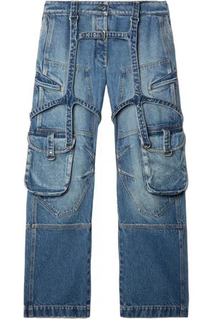 OFF-WHITE Femme, Jeans, Bleu, Taille: W28 Jean Cargo à Détails Harnais